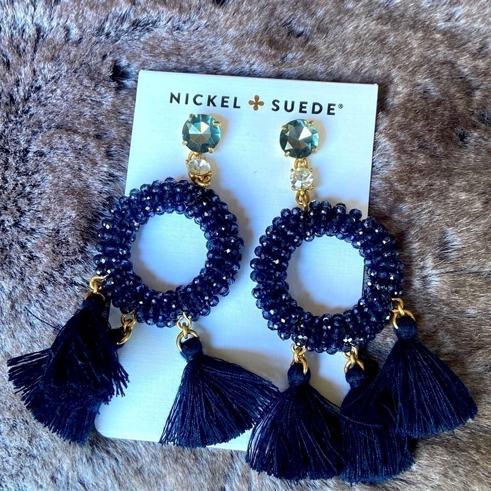 J. Crew‎ Midnight Blue Statement Earrings​​​​​​​​​​​​​​​​​​​